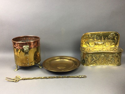 Lot 76 - A BRASS CIRCULAR COAL DEPOT AND OTHER OBJECTS