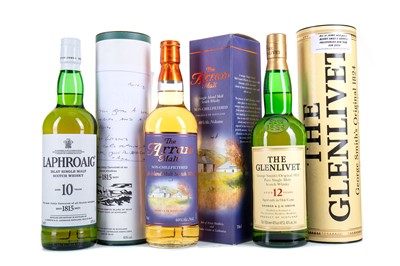 Lot 205 - ARRAN SINGLE MALT, GLENLIVET 12 YEAR OLD AND LAPHROAIG 10 YEAR OLD