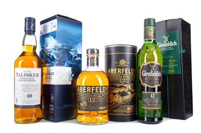 Lot 208 - TALISKER 10 YEAR OLD, GLENFIDDICH 12 YEAR OLD AND ABERFELDY 12 YEAR OLD