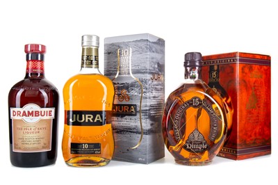 Lot 218 - JURA 10 YEAR OLD ORIGIN, DIMPLE 15 YEAR OLD 75CL AND DRAMBUIE