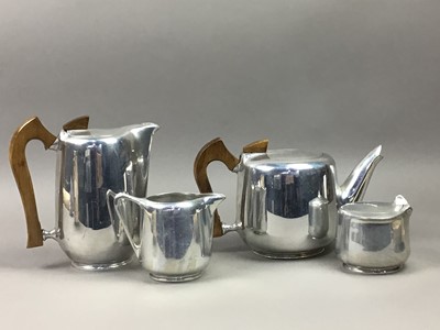Lot 57 - FOUR-PIECE PICQUOT WARE TEA AND COFFEE SET WITH CROWN DUCAL JUG AND DISH