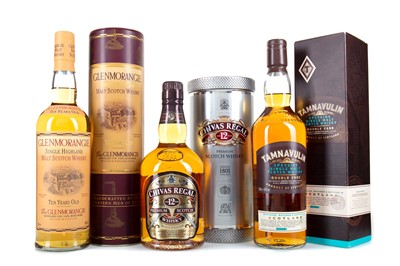 Lot 222 - GLENMORANGIE 10 YEAR OLD, TAMNAVULIN DOUBLE CASK AND CHIVAS REGAL 12 YEAR OLD