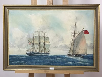 Lot 128 - A PAIR OF OIL PAINTINGS OF SAILING VESSELS BY H. WATSON