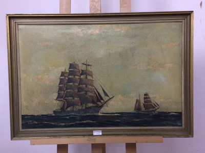 Lot 128 - A PAIR OF OIL PAINTINGS OF SAILING VESSELS BY H. WATSON