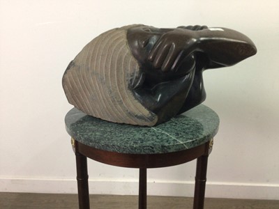 Lot 64 - SWORN TO SILENCE, A STONE SCULPTURE BY RONNIE DONGO