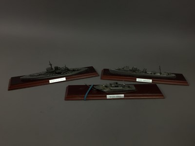 Lot 100 - A BOXED SET OF TWELVE ENGLISH MINIATURE SHIP MODELS