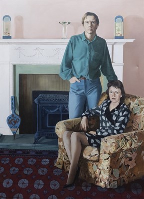 Lot 125 - PORTRAIT OF A COUPLE, AN OIL BY FIONA CANTWELL