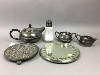 Lot 240 - A GROUP OF BRASS WARE, SILVER PLATE AND WOOD OBJECTS