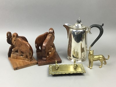 Lot 240 - A GROUP OF BRASS WARE, SILVER PLATE AND WOOD OBJECTS