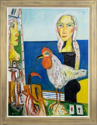 Lot 30 - WOMAN BY THE SEA, A LARGE OIL BY JOHN BELLANY