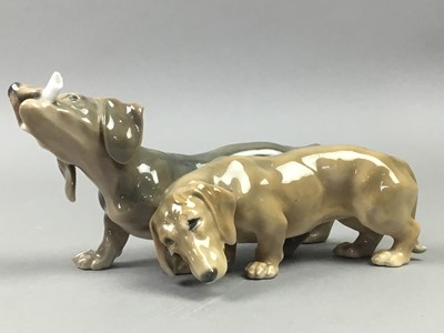 Lot 238 - A BING & GRONDAHL GROUP OF TWO DACHSHUNDS AND THREE OTHERS