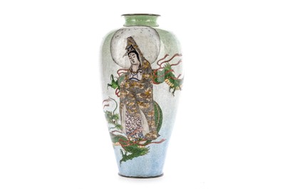 Lot 1186 - A JAPANESE CLOISONNE AND GINBARI ENAMEL VASE