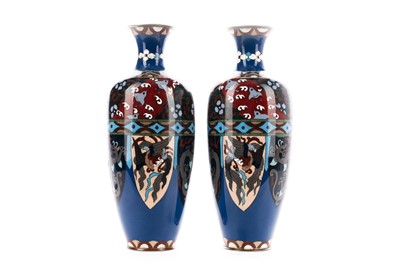 Lot 1185 - A PAIR OF JAPANESE CLOISONNE ENAMEL VASES