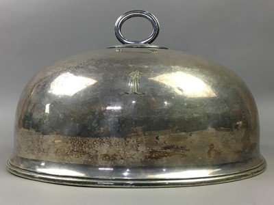 Lot 31 - A 19TH CENTURY SILVER PLATED MEAT DISH COVER/CLOCHE