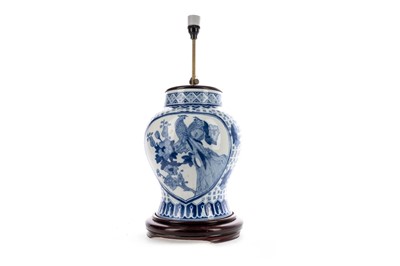 Lot 1145 - A CHINESE BLUE AND WHITE VASE LAMP