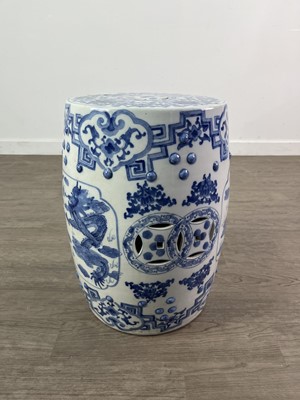 Lot 1151 - A CHINESE BLUE AND WHITE DRUM STOOL
