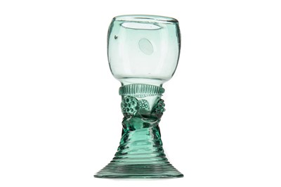 Lot 378 - AN 18TH CENTURY CONTINENTAL GLASS ROEMER