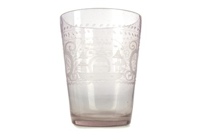 Lot 379 - A LATE GEORGIAN GLASS TUMBLER