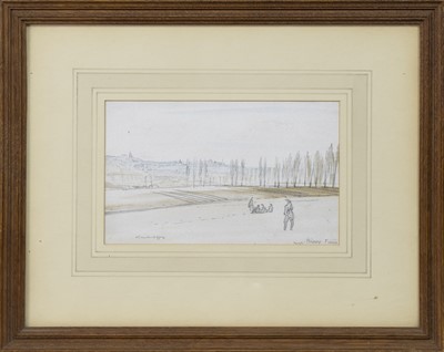 Lot 275 - NEAR POISSY, SEINE-ET-OISE, A PENCIL AND WASH BY SIR MUIRHEAD BONE