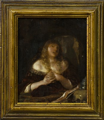 Lot 276 - THE PENITENT MADONNA, AN 18TH-CENTURY SCHOOL OIL AFTER GUIDO CAGNACCI
