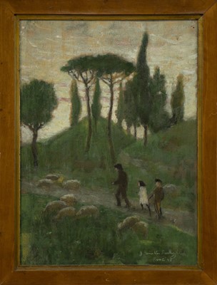 Lot 278 - EVENING, VIA APPIA, NEAR ROME, AN OIL BY JAMES HAMILTON MACKENZIE