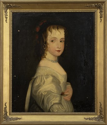 Lot 280 - HEAD AN SHOULDERS PORTRAIT OF A YOUNG LADY, AN 18TH CENTURY OIL