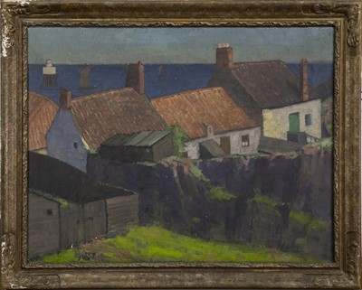 Lot 282 - COASTAL COTTAGE, AN OIL BY ALEC GRIEVE