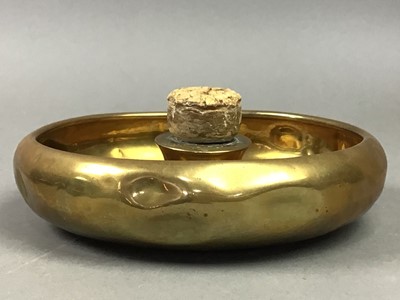 Lot 135 - A BRASS DISH AND A GROUP OF TREEN