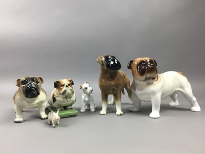 Lot 99 - A BESWICK MODEL PIG AND PIGLET AND FIVE CERAMIC DOGS