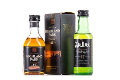 Lot 307 - ARDBEG 17 YEAR OLD MINIATURE AND HIGHLAND PARK 25 YEAR OLD MINIATURE