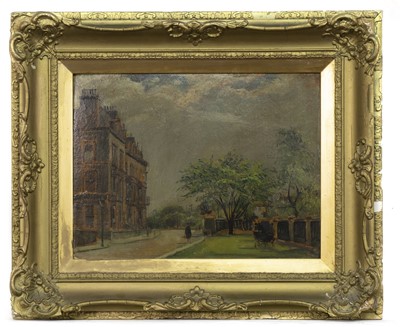 Lot 284 - A GLASGOW SCENE, AN OIL BY TREVOR OWEN MAKINSON