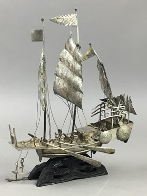 Lot 327 - A CHINESE WHITE METAL MODEL JUNK