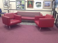 Lot 1223 - PAUL SMITH DESIGN RED LEATHER SETTEE AND TWO...