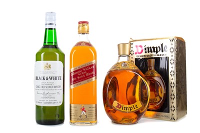 Lot 320 - BLACK & WHITE 26 2/3 FL OZ, DIMPLE 26 2/3 FL OZ AND JOHNNIE WALKER RED LABEL 26 2/3 FL OZ