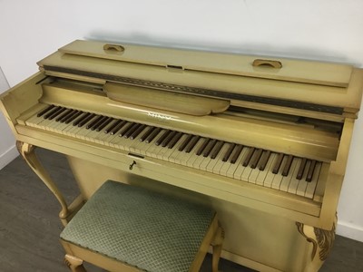 Lot 307 - A CREAM AND GILT PAINTED PIANO