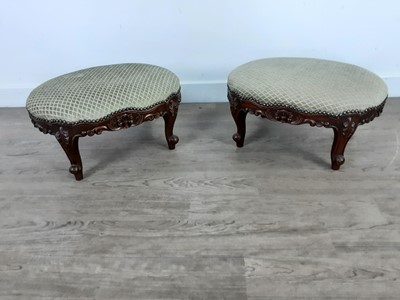 Lot 235 - A PAIR OF OVAL FOOTSTOOLS