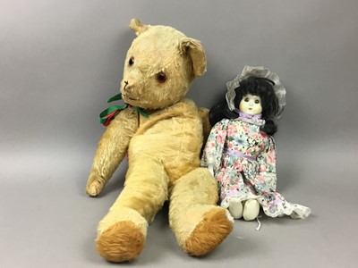 Lot 286 - A LARGE BISQUE HEADED DOLL BY HEUBACH OF KOPPELSDORF, ANOTHER DOLL AND A TEDDY