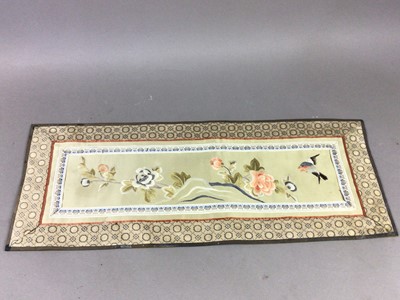 Lot 321 - A JAPANESE NEEDLEWORK PANEL AND ANOTHER