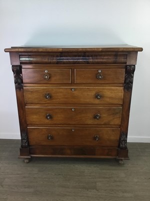 Lot 242 - A VICTORIAN MAHOGANY CHEST OF DRAWERS