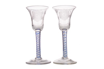 Lot 751 - A PAIR OF WINE GLASSES OF 18TH CENTURY JACOBITE DESIGN