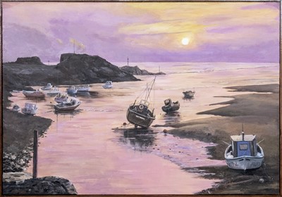 Lot 179 - TIDE'S OUT, AN OIL BY V T LILLEY