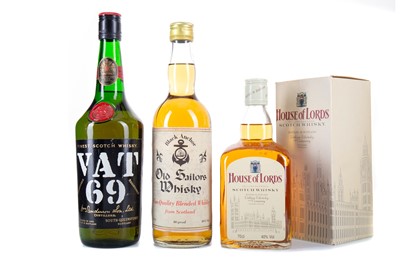 Lot 360 - VAT 69 26 2/3 FL OZ, HOUSE OF LORDS AND BLACK ANCHOR OLD SAILORS WHISKY