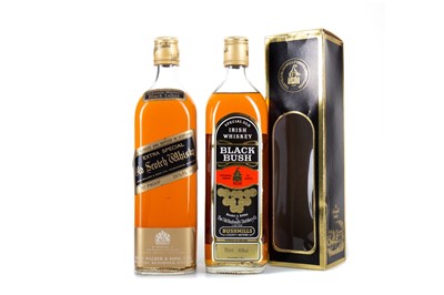 Lot 361 - BUSHMILLS BLACK BUSH 75CL AND JOHNNIE WALKER 12 YEAR OLD BLACK LABEL 26 2/3 FL OZ