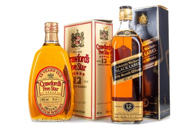 Lot 365 - CRAWFORD'S 5 STAR 75CL AND JOHNNIE WALKER 12 YEAR OLD BLACK LABEL 75CL