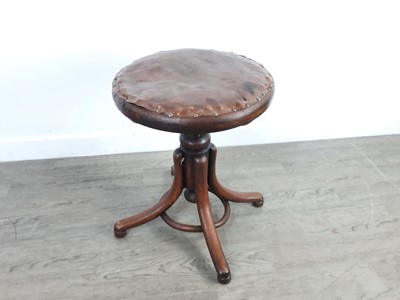 Lot 523 - A BENTWOOD ADJUSTABLE CIRCULAR STOOL