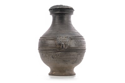 Lot 1226 - A CHINESE HAN DYNASTY GREYWARE HU VESSEL