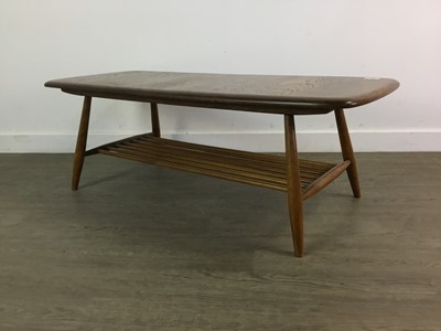 Lot 407 - AN ERCOL STAINED ELM COFFEE TABLE