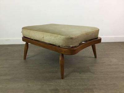 Lot 413 - AN ERCOL STAINED ELM FOOT STOOL