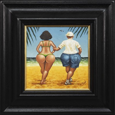 Lot 216 - BEACH BUMS, AN OIL BY GRAHAM MCKEAN