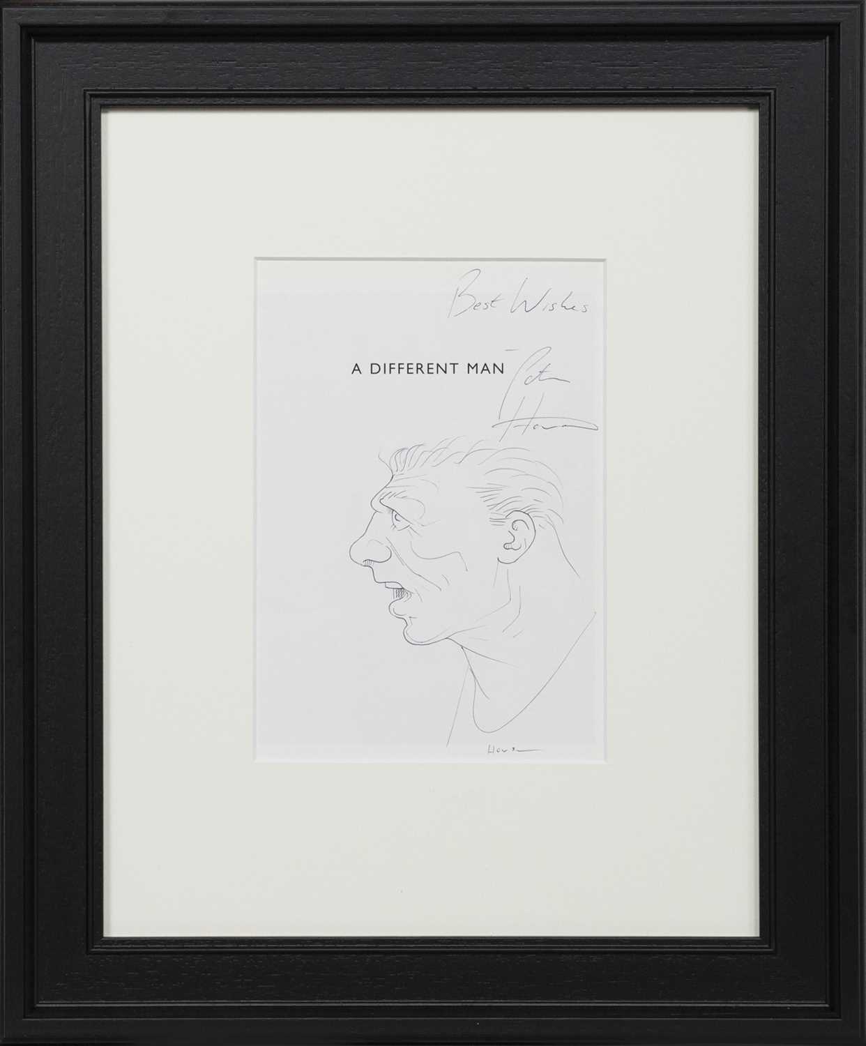 Lot 230 - A DIFFERENT MAN (SELF-PORTRAIT), AN INK DRAWING BY PETER HOWSON